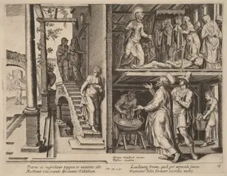 The Raising of Tabitha, by Philip Galle, ink, 1574