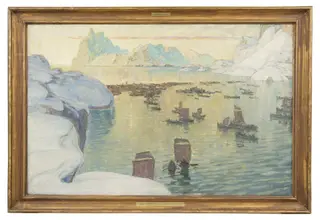 The Fishing Fleet Going Out. Study from North Norway, by Anna Boberg, oil, 1909