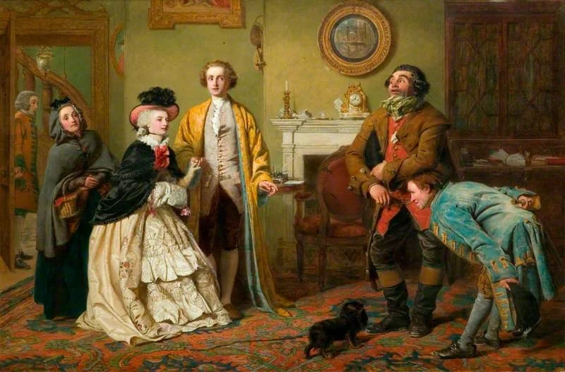 Mr Honeywood Introduces the Bailiffs to Miss Richland as His Friends (from Oliver Goldsmith's 'The Good-Natured Man', Act III, Scene 1), detail
