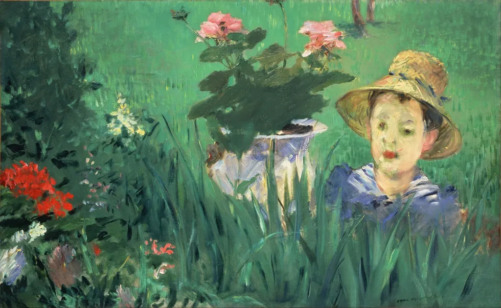 Boy in Flowers (Jacques Hoschedé), by Edouard Manet, oil