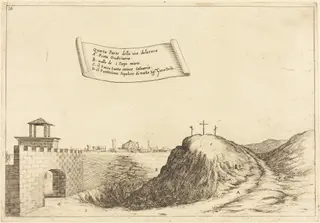 Four Parts of the Via Dolorosa, by Jacques Callot, ink, 1619