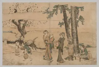 Group of Figures near a Brook, by Katsushika Hokusai, 1804