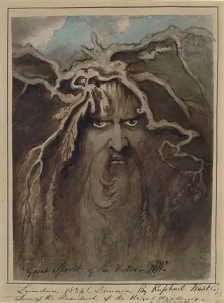 The Great Spirit of the Woods, by Raphael Lamar West, watercolor, 1834