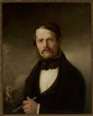 Portrait of Teofil Lenartowicz, poet and sculptor, by Józef Simmler, oil, 1855