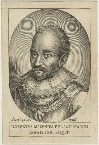 Robert Melunius, by Joseph Greuter, ink, 1640