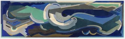 Mainie Harriet Jellett, A Composition - Sea Rhythm: abstraction built as cadence, the swell rebuilt from overlapping translucent arcs.