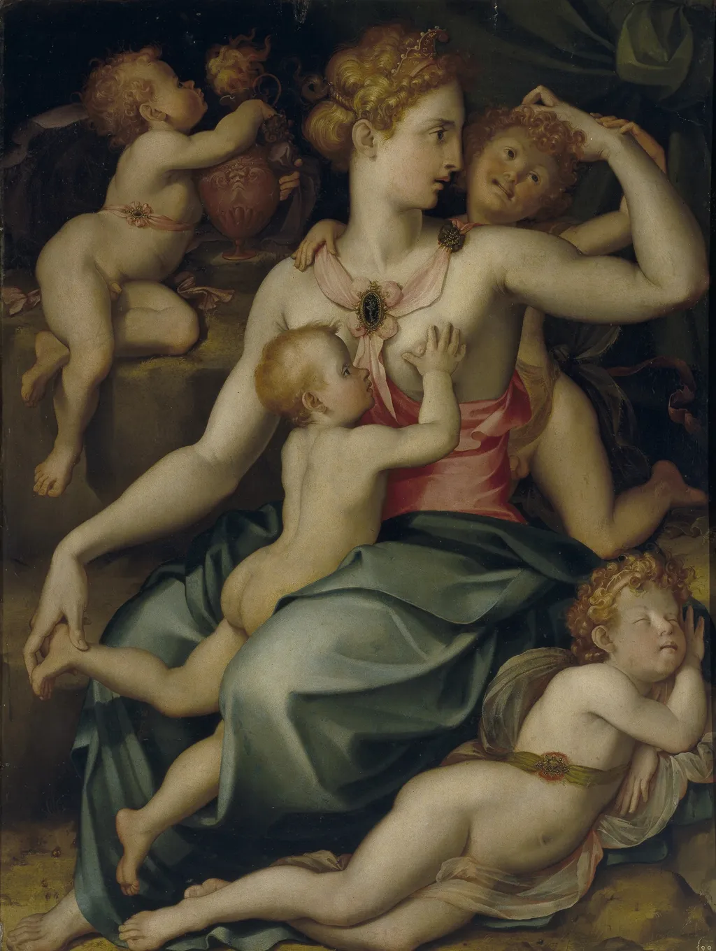 Charity, by Carlo Portelli, oil, 1550