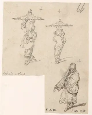 Three figure drawings, by George Chinnery, 6