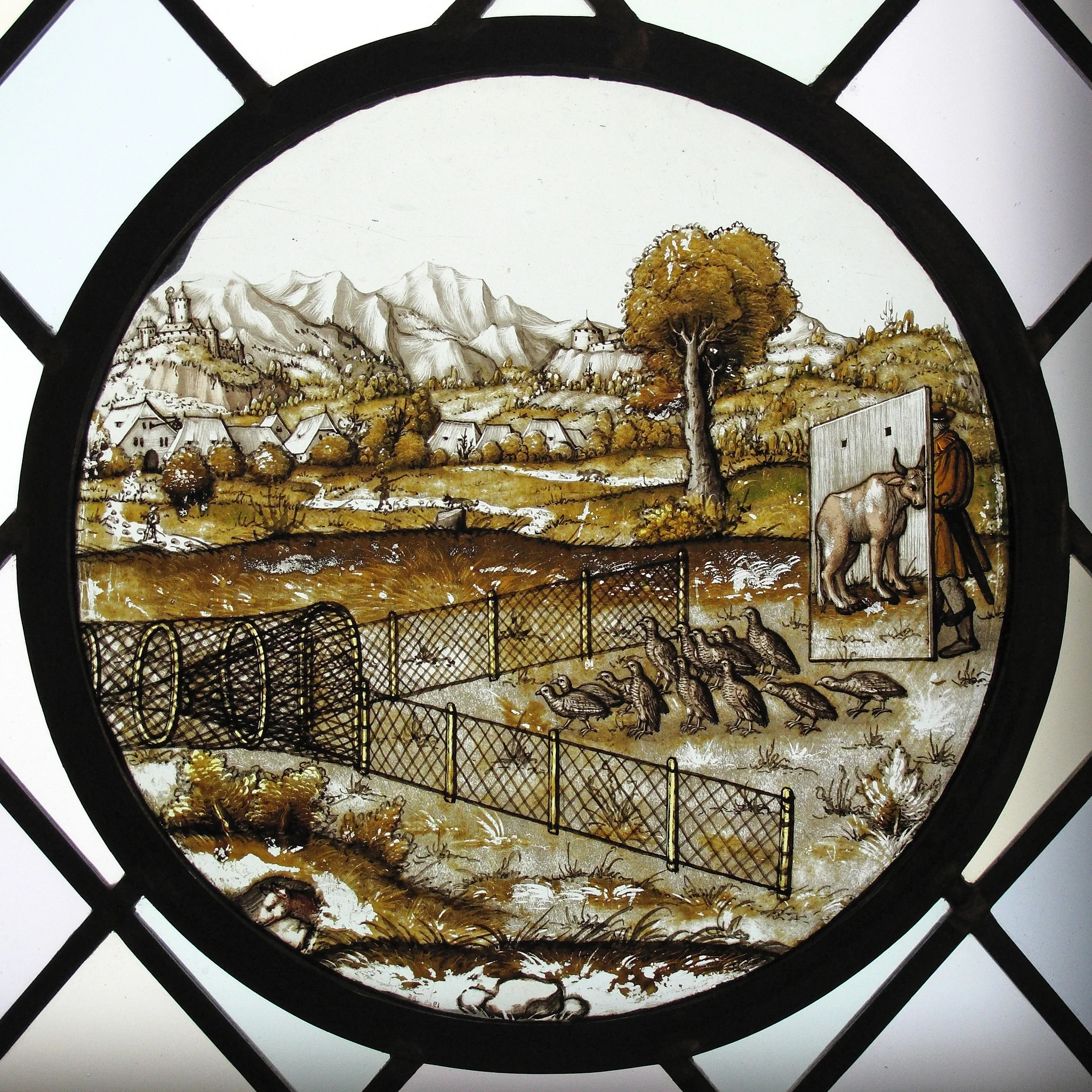 Roundel with Netting Quail, detail