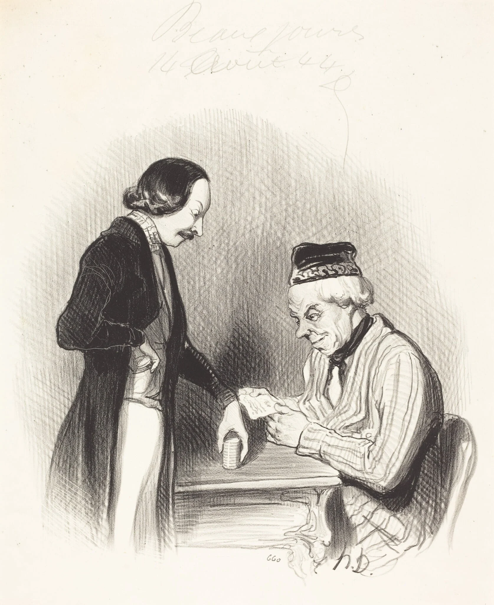 L'Escompte d'un billet, detail