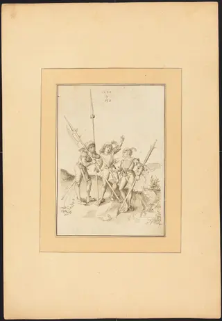 Three Lansquenets, by Maria Catharina Prestel, ink, 1780