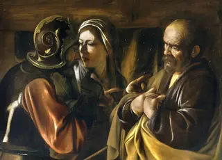 The Denial of Saint Peter, by Caravaggio, oil, 1610