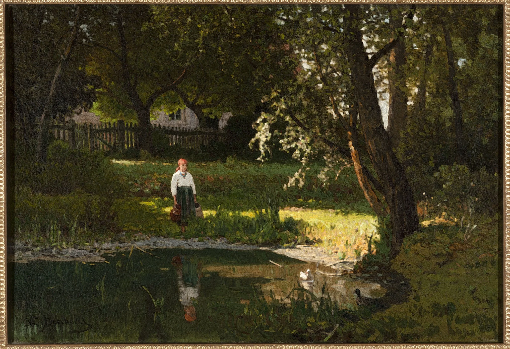 Girl at a pond, detail