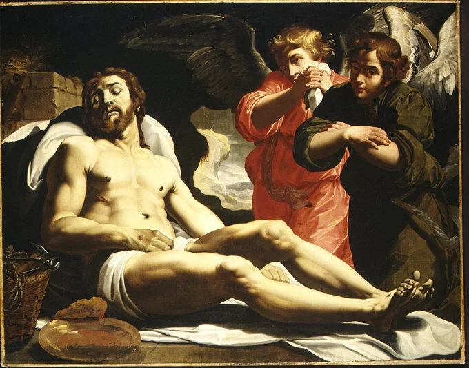 The Dead Christ in the Tomb with Two Angels, detail