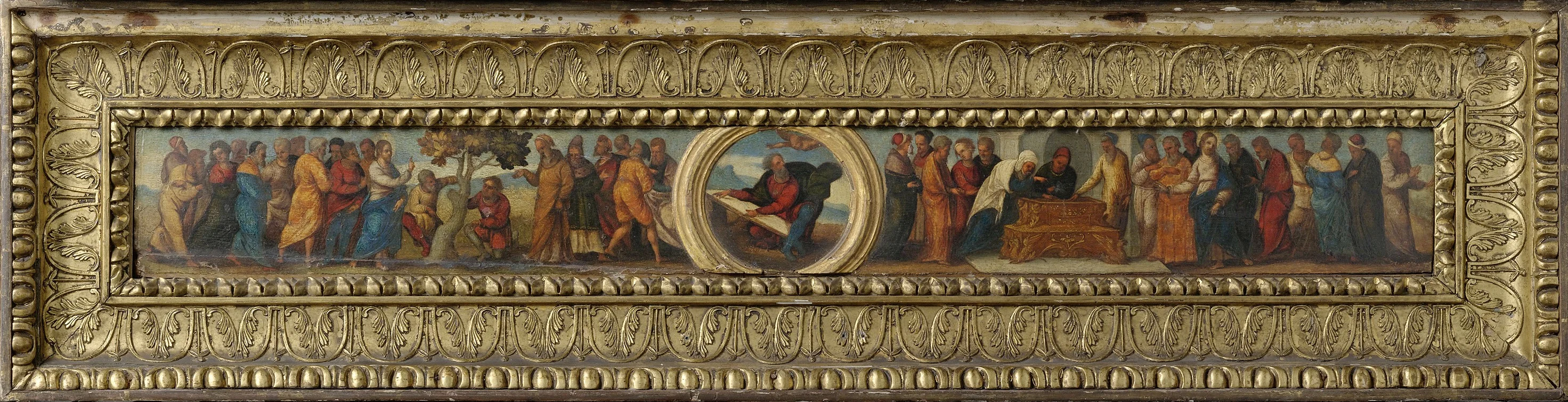 Moses and the ten commandments, the fig tree, and the widow, detail