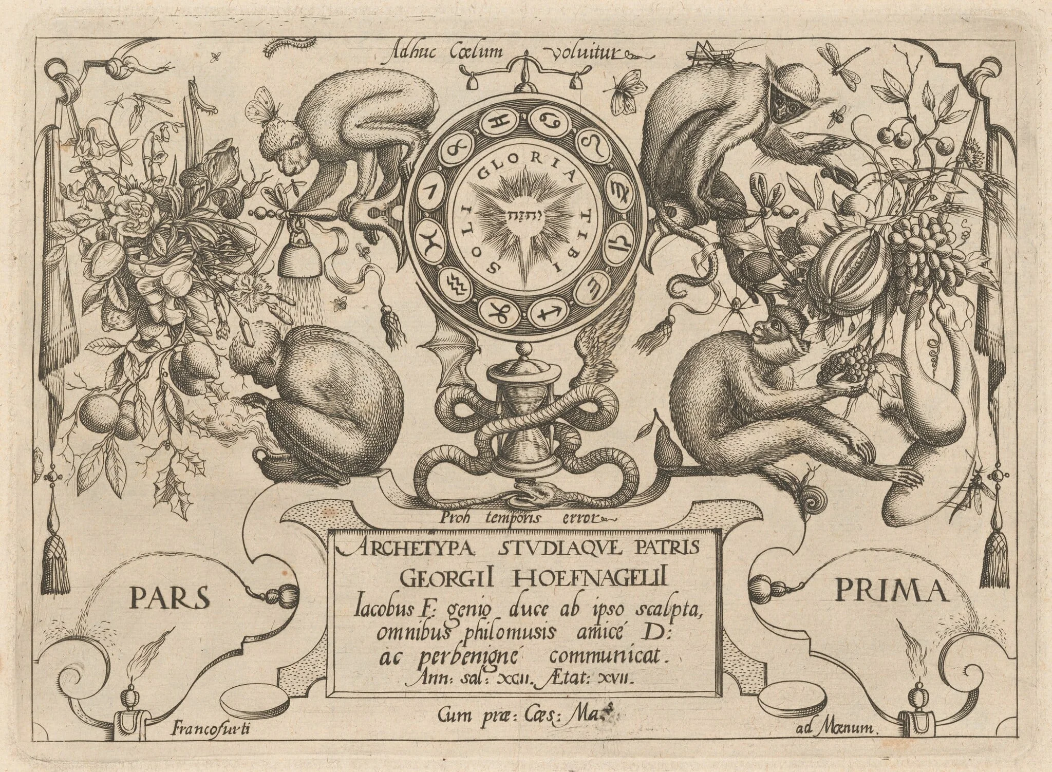 Archetypa studiaque patris Georgii Hoefnagelii [Part 1, Title Page], detail