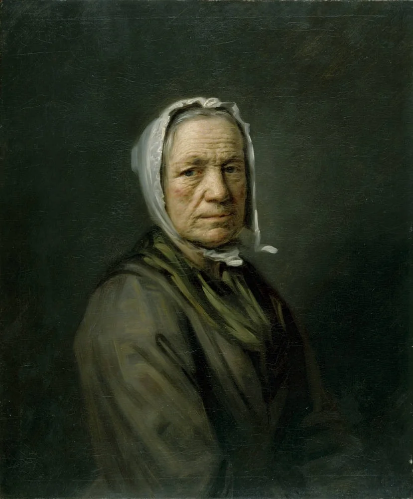 Bejahrte Frau mit weißer Haube, detail