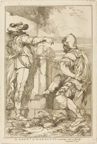 A Captn of Banditti Sending Out a Party, by John Hamilton Mortimer, ink, 1778