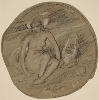 Study for "Music", by Elihu Vedder, graphite, 1890