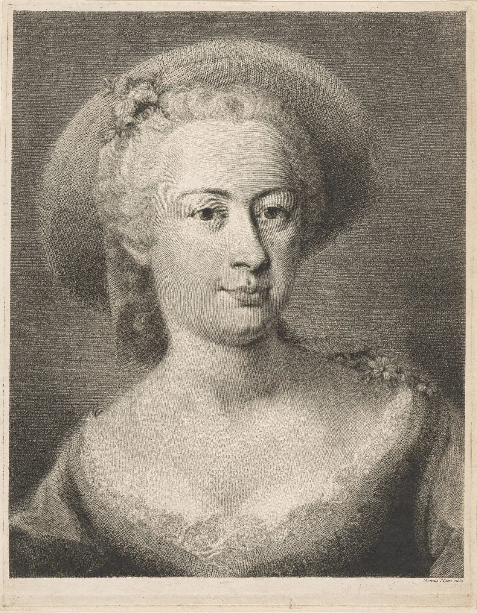 A Woman Wearing a Straw Hat [Madame de Pompadour?], detail