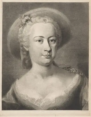 A  Woman Wearing a Straw Hat [Madame de Pompadour?], by Marco Alvise Pitteri, ink, 1774