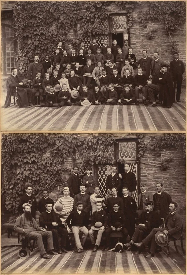 Primary Class Bishop Cotton School, Shimla (recto); High Class Students and Teachers at Bishop Cotton School, Shimla (verso), detail