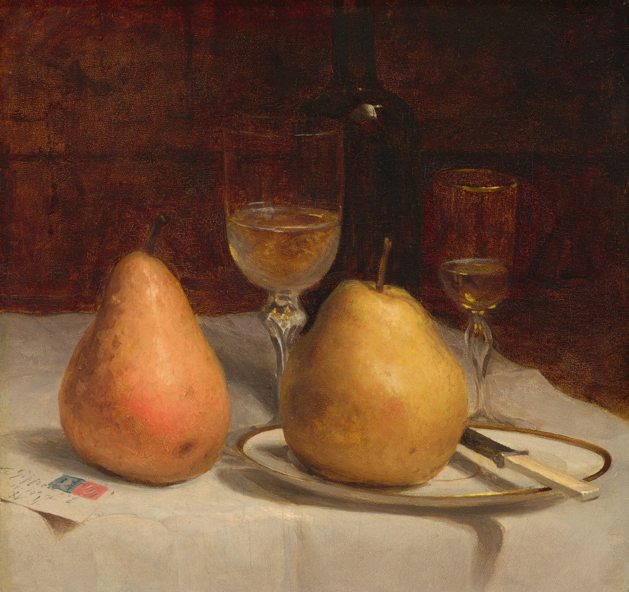 Two Pears on a Tabletop, detail