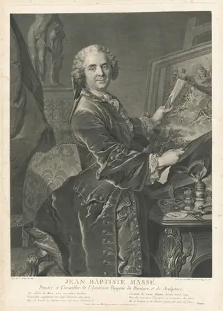 Jean Baptiste Massé, by Johann Georg Wille, ink, 1755