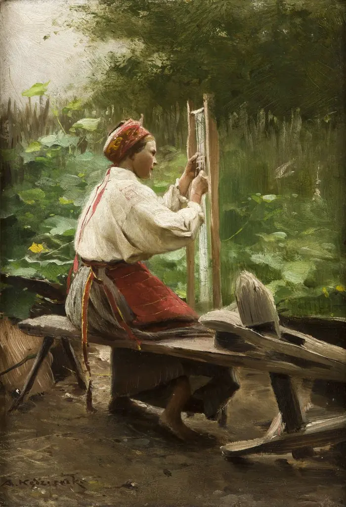 Spinner, by Apoloniusz Kędzierski, oil, 1900