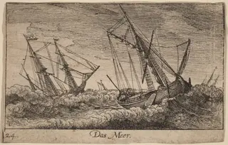 Sea Scene, by Wenceslaus Hollar, ink, 1635