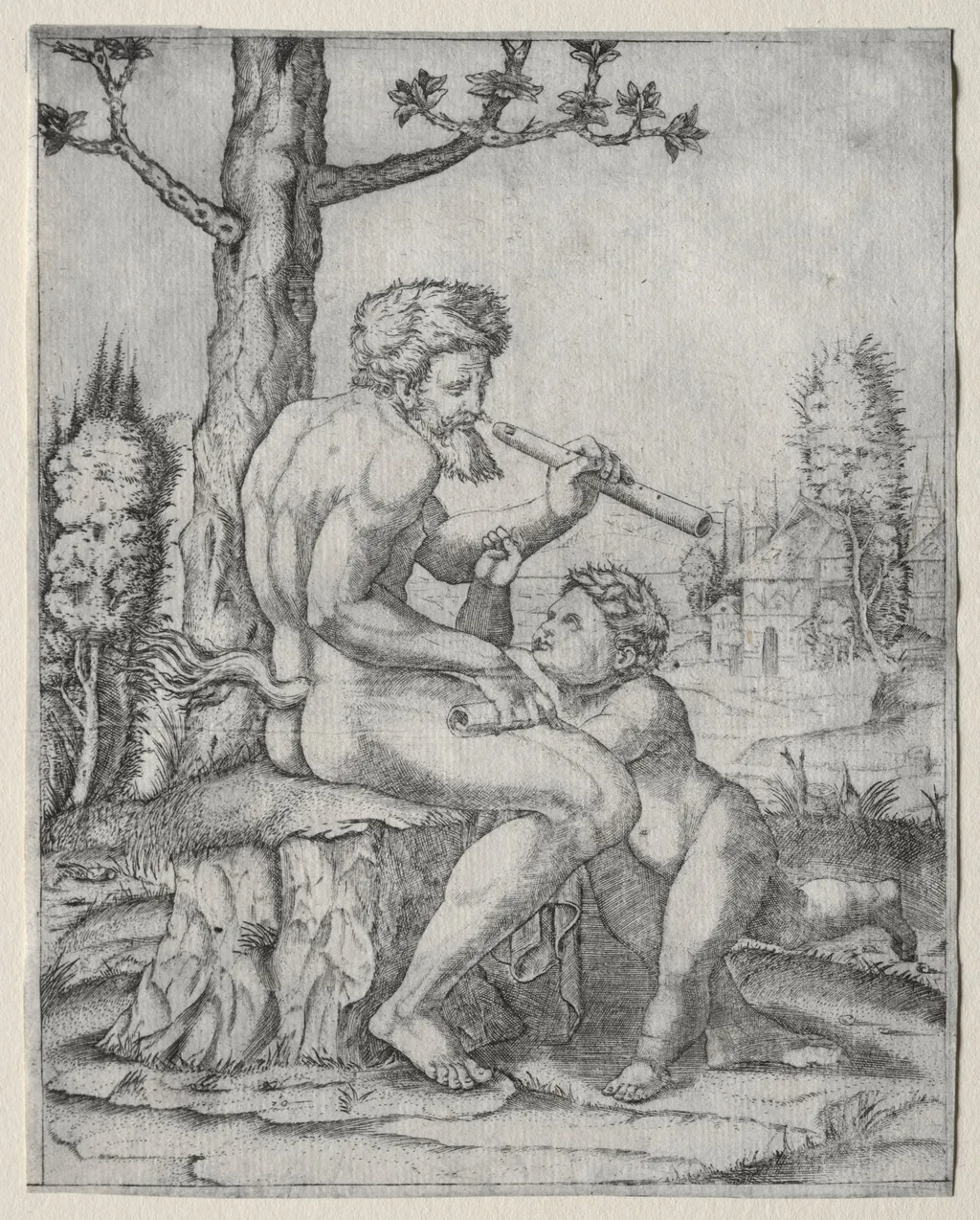 Faun and Child, by Marcantonio Raimondi, 1509