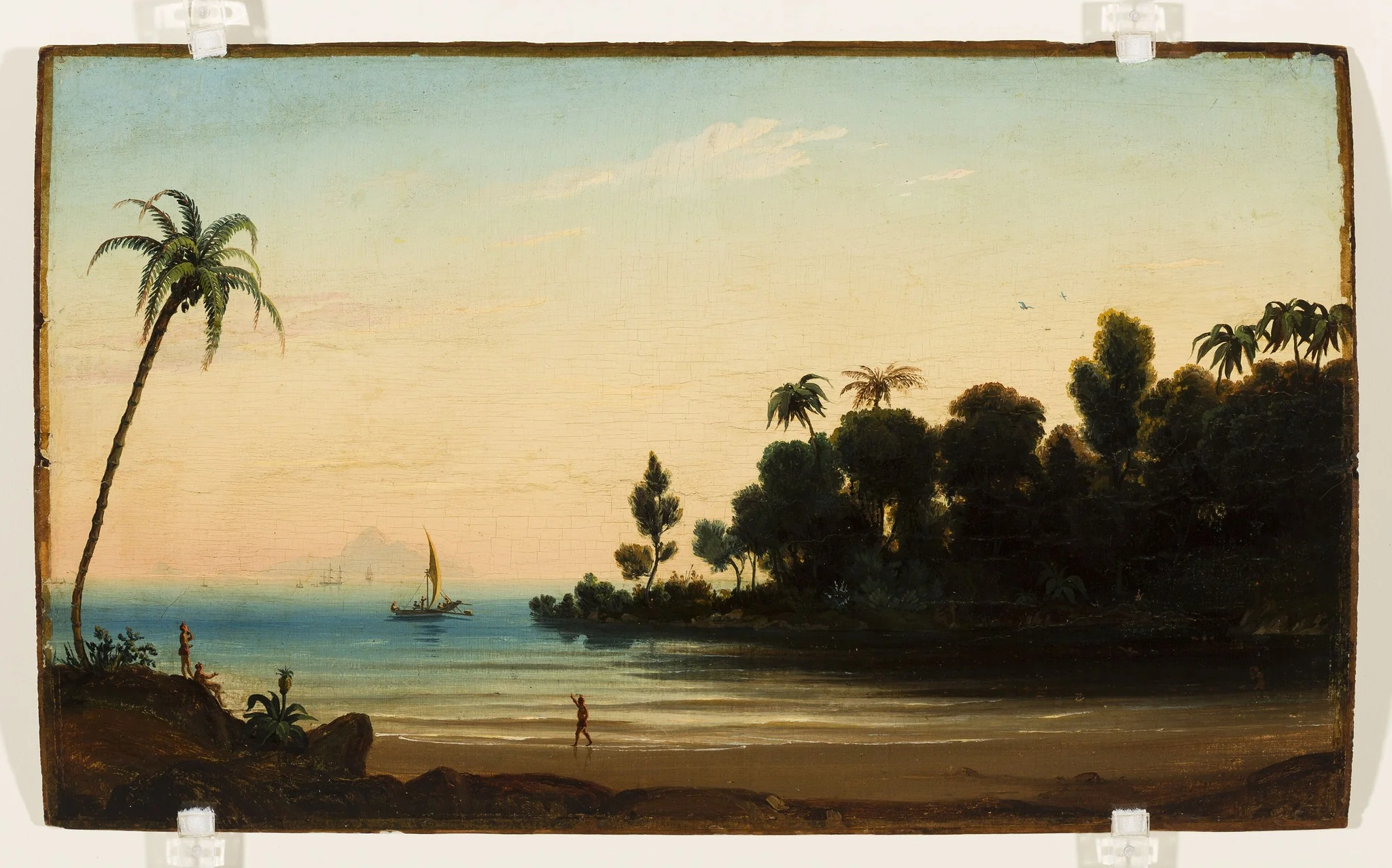 Praia com índios e veleiro (atribuído), detail