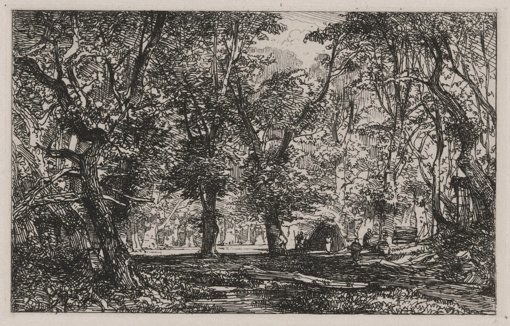 View from a Forest Stream Into a Clearing, detail