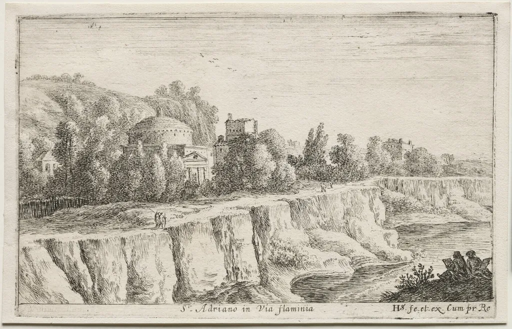 Diverse Views in and around Rome:  St. Adriano in Via Flaminia, by Herman van Swanevelt, 1653