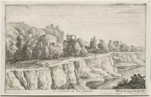 Diverse Views in and around Rome:  St. Adriano in Via Flaminia, by Herman van Swanevelt, 1653