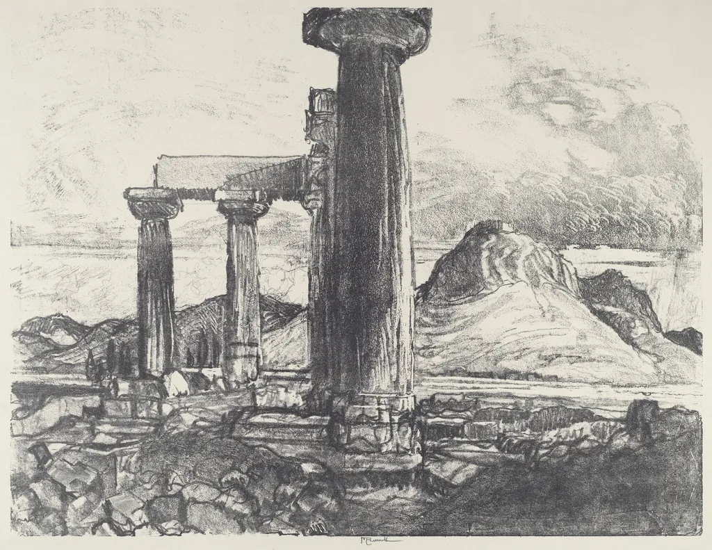 Acro, Corinth from Corinth, by Joseph Pennell, ink, 1913