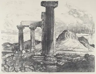 Acro, Corinth from Corinth, by Joseph Pennell, ink, 1913