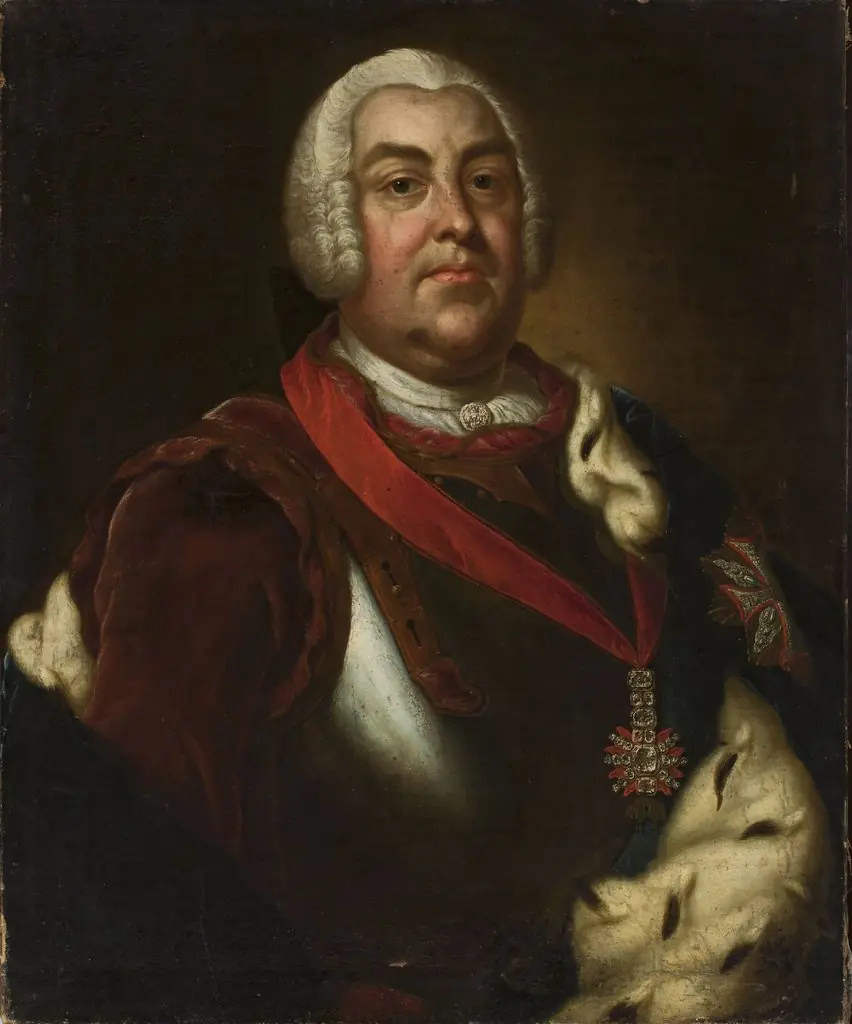 Portrait of Augustus III the Saxon, King of Poland, by Christian Benjamin Müller, oil, 1748