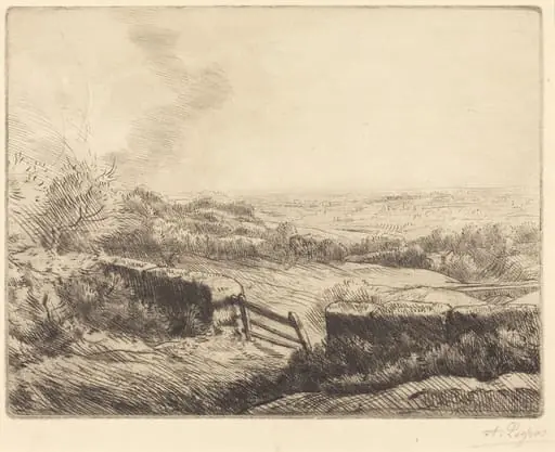 The Gate (L'entree du champ), by Alphonse Legros, ink, 1874