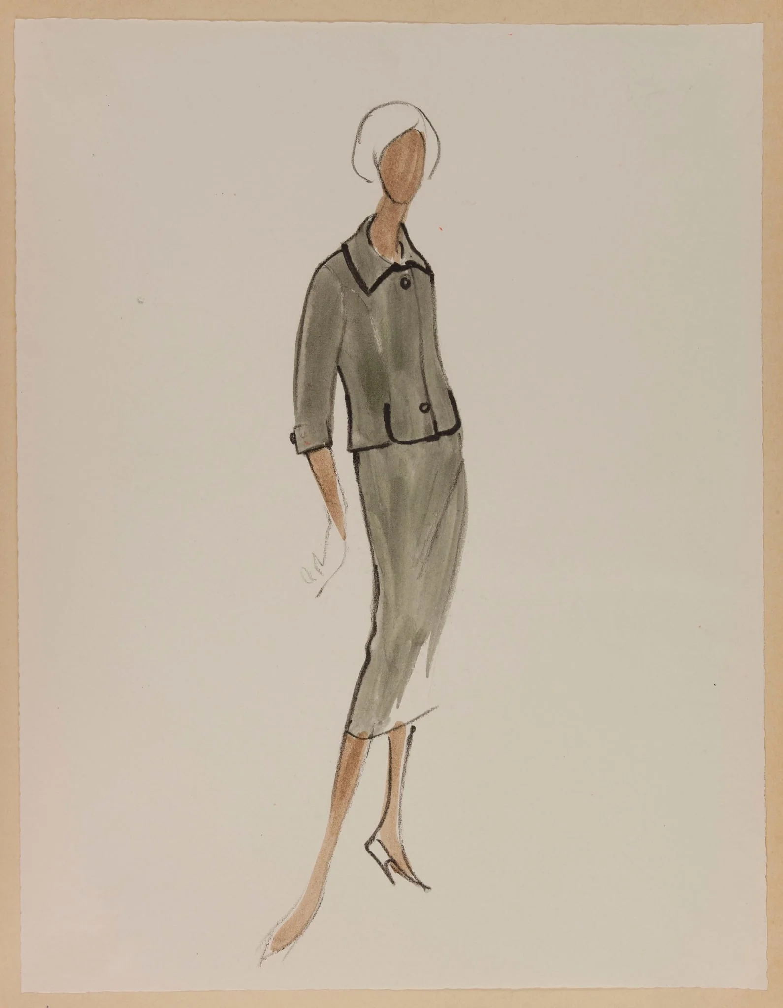Tailleur gris, detail