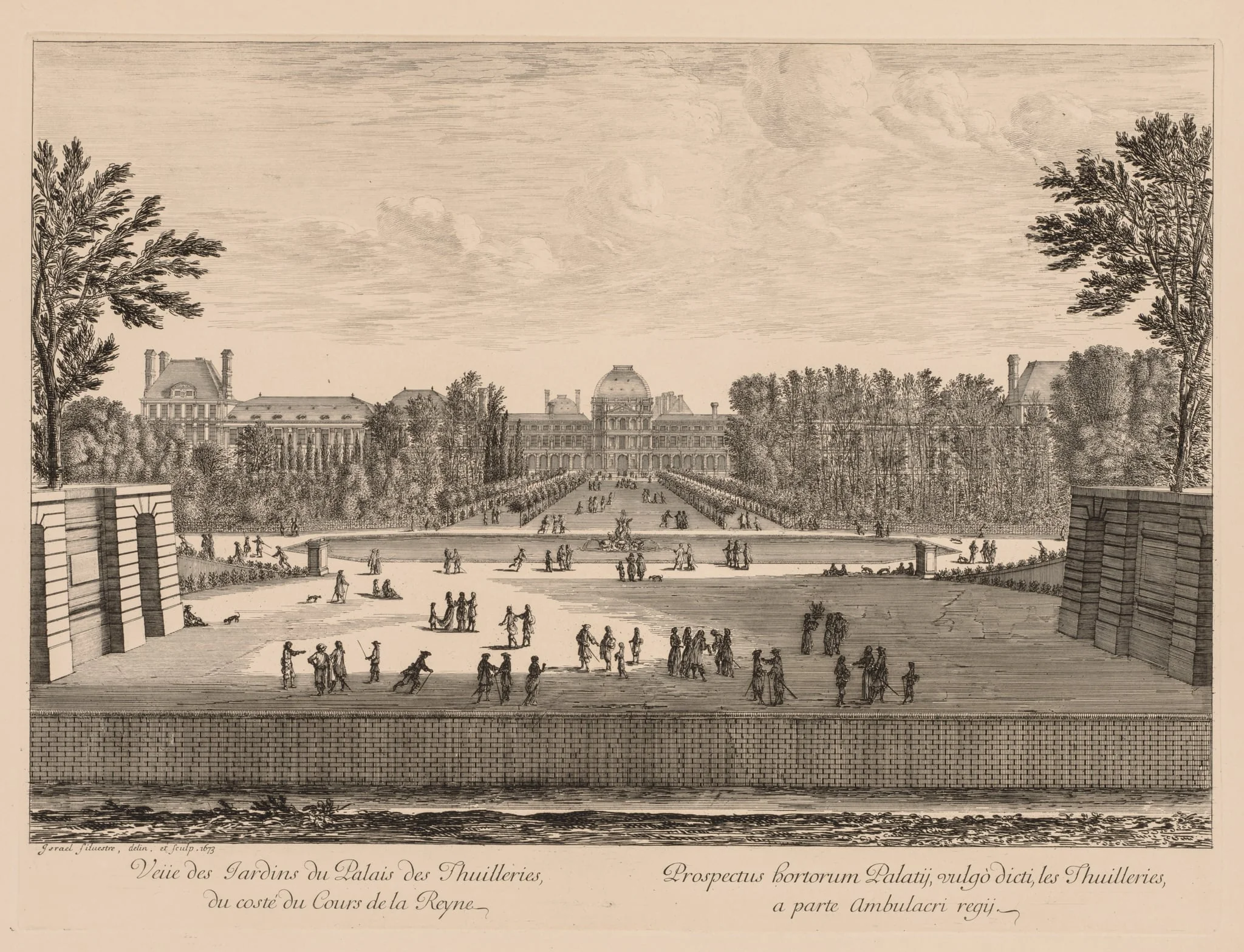 Vue du palais et des jardins des Tuileries, du côté du cours la Reine, detail