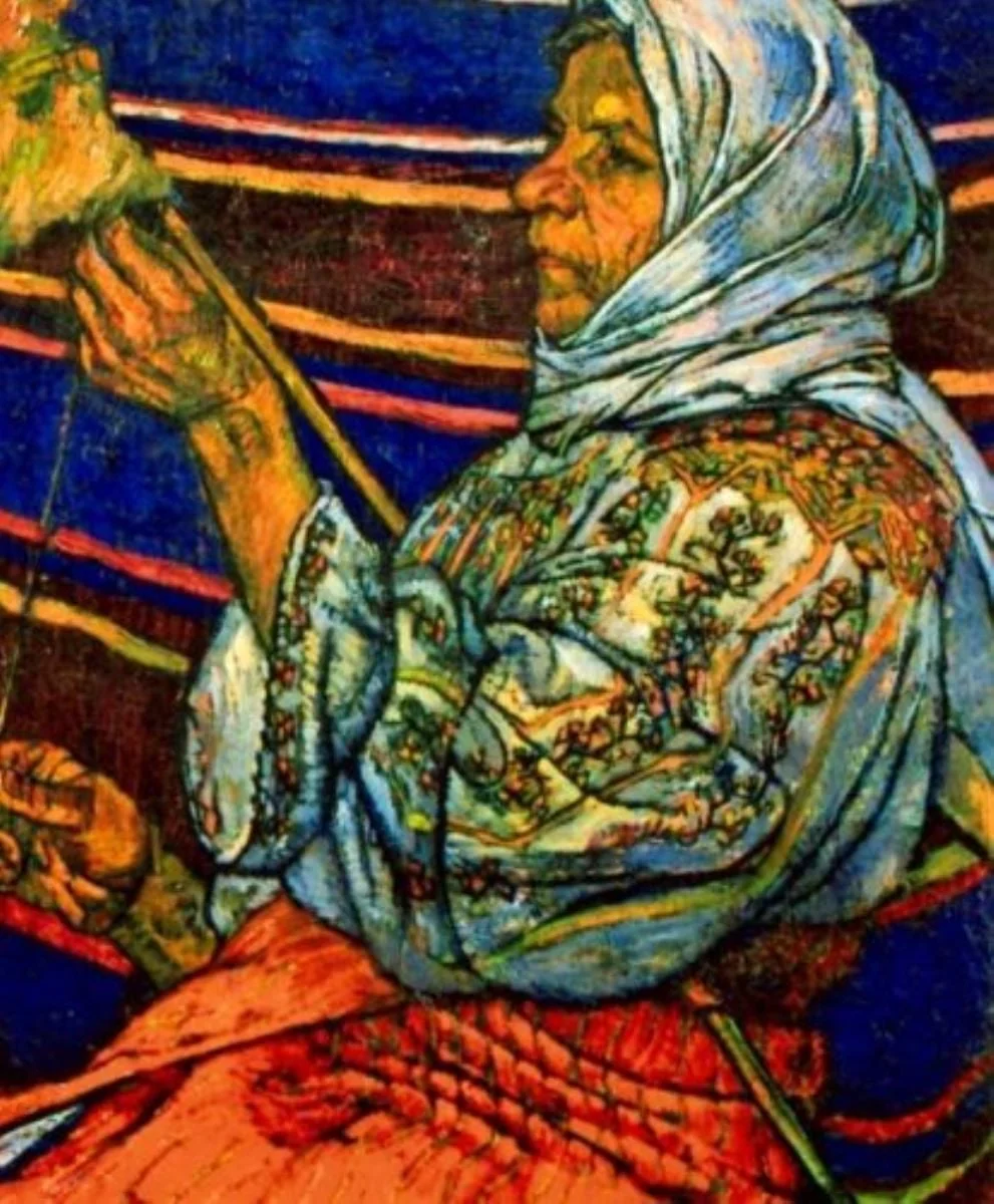 Țărancă torcând, detail