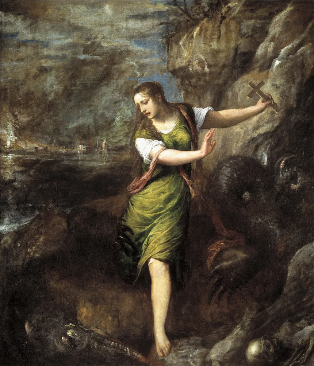 Saint Margaret and the Dragon, by Titian, oil, 1565
