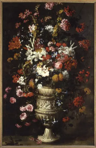 Flowers in a Figured Vase, by Jan Pieter Brueghel, oil