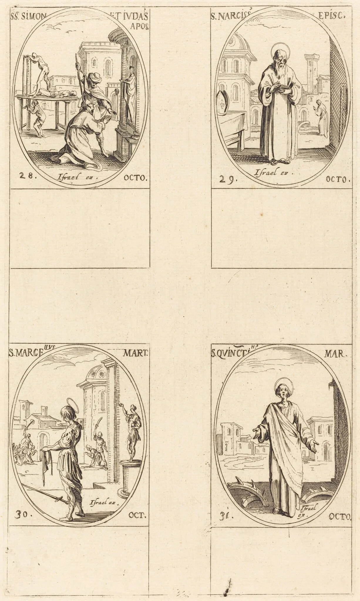 Sts. Simon and Jude, Apostles; St. Narcissus; St. Marcellus; St. Quintin, detail