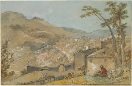Marino and the Alban Hills, by Charles Joseph Natoire, ink, 1769