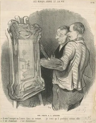 Une visite a l'atelier, by Honoré Daumier, ink, 1864