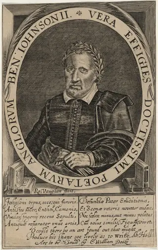 Ben Jonson, by Robert Vaughan, ink, 1630