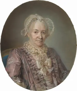An Elderly Lady in a Mauve Silk Dress, by Claude Bornet, pastel, 1767