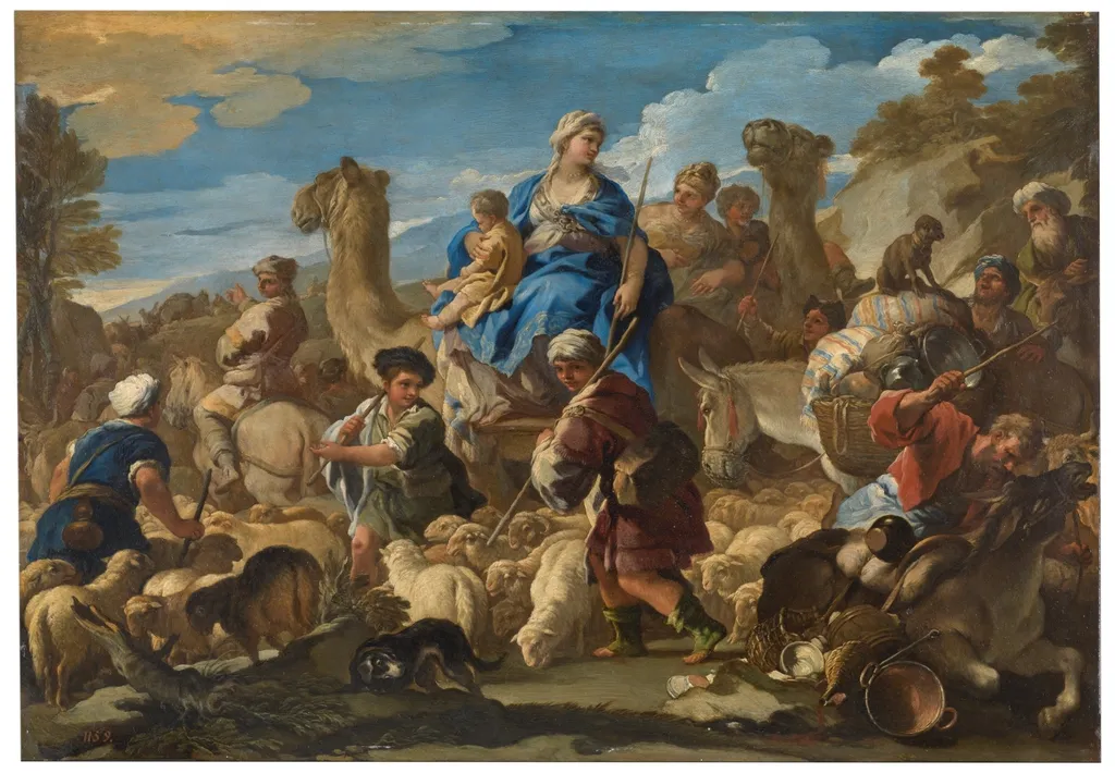 Viaje de Jacob a Caná, by Luca Giordano, oil, 1694